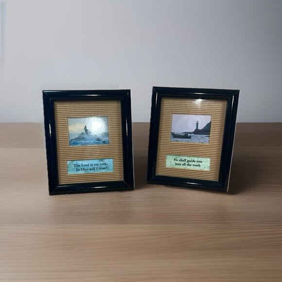 Unbranded Other - Lot 2 Nautical Biblical Themed Picture Framed Lighthouse Bristol Gifts CO. 6"x5”